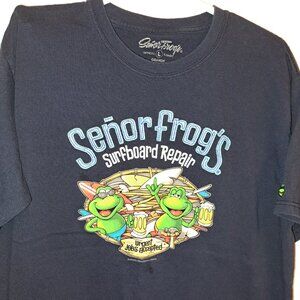 Senor Frog’s (Surfboard Repair) Navy Blue Large  Short Sleeve T Shirt